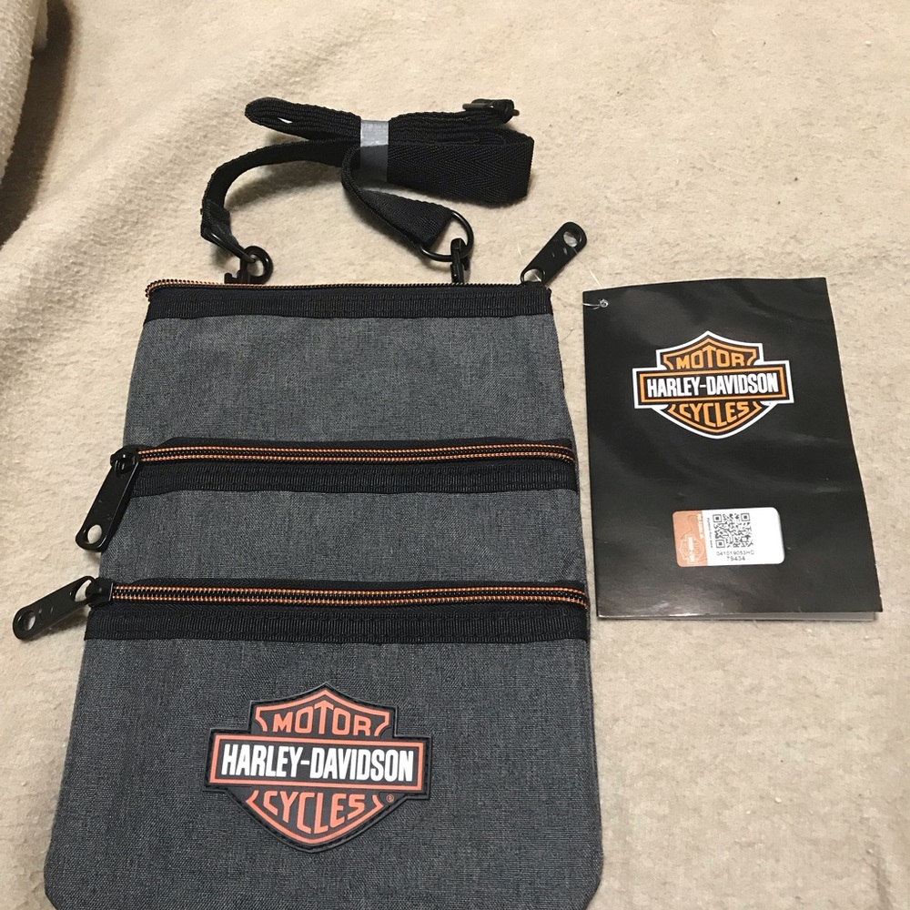 NWT Harley-Davidson Heather Gray Crossbody Sling with Logo, 7.5"W x 9.5"H